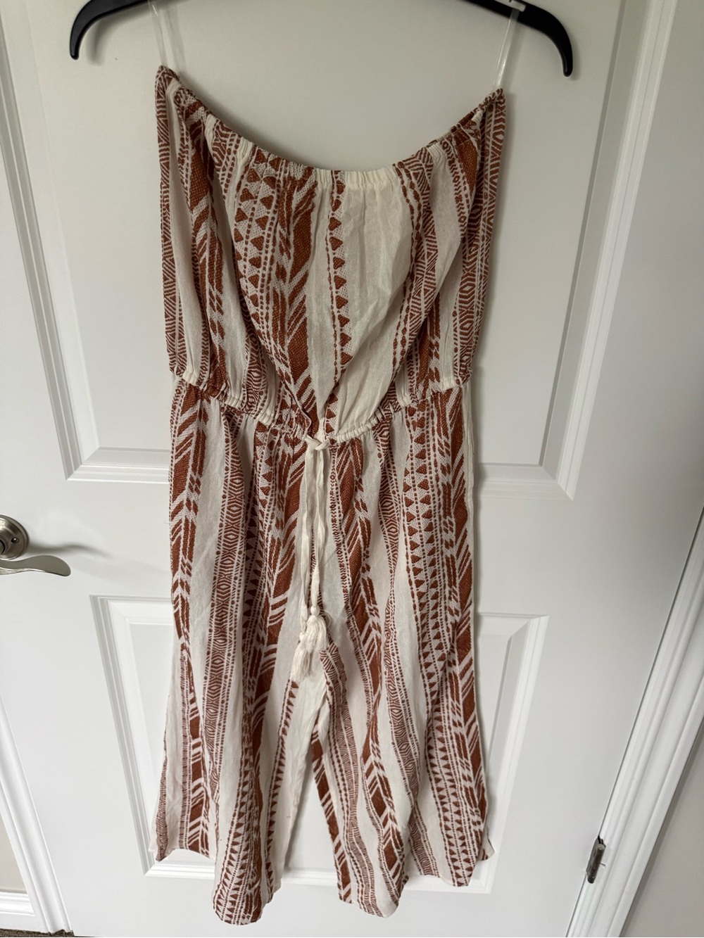 Elan Embroidered Strapless Tassel Jumpsuit Size Large new